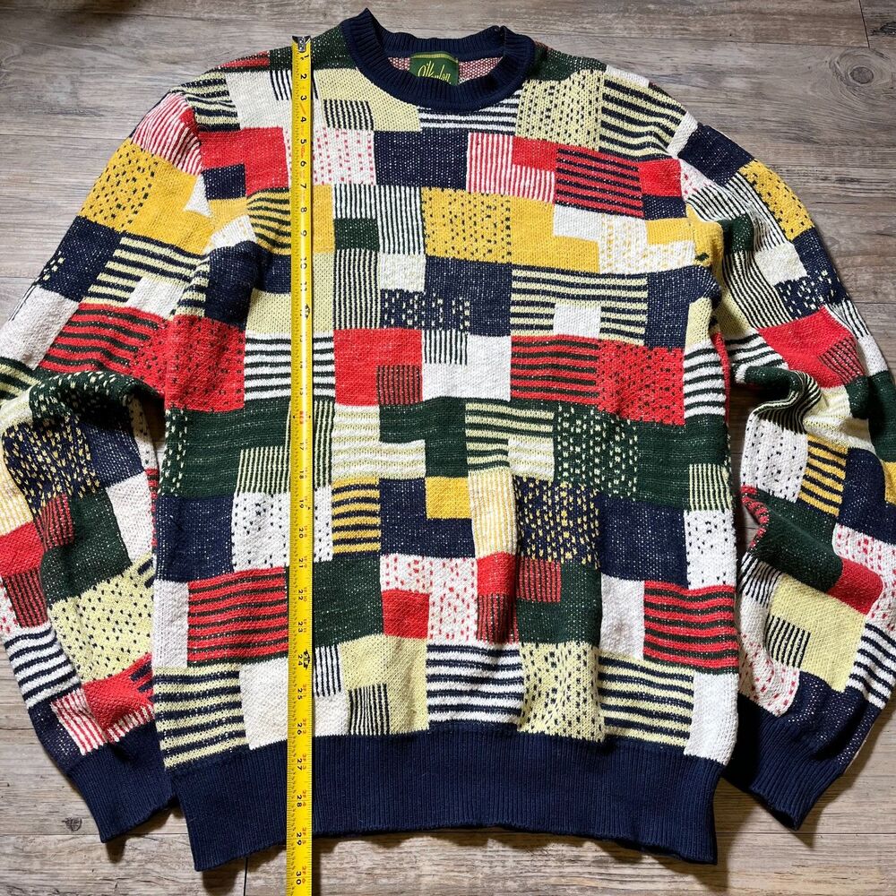 O'Hanlon Mills Sweater Men's Medium Knit Patchwork Urban Outfitters Multicolor - Picture 8 of 11